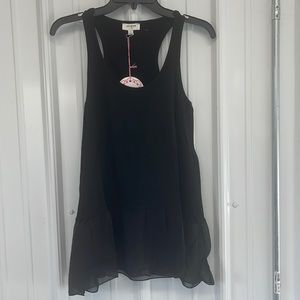 Umgee Tulle Trim Racer Black Tank top New black shirt
